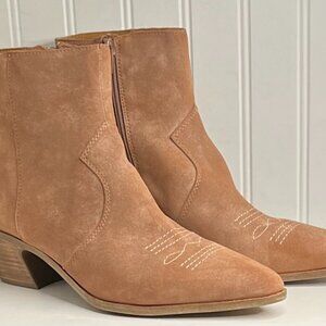 Lucky Brand Womens GODDIY Leather Ankle Boots Size 9.5 in White Brush